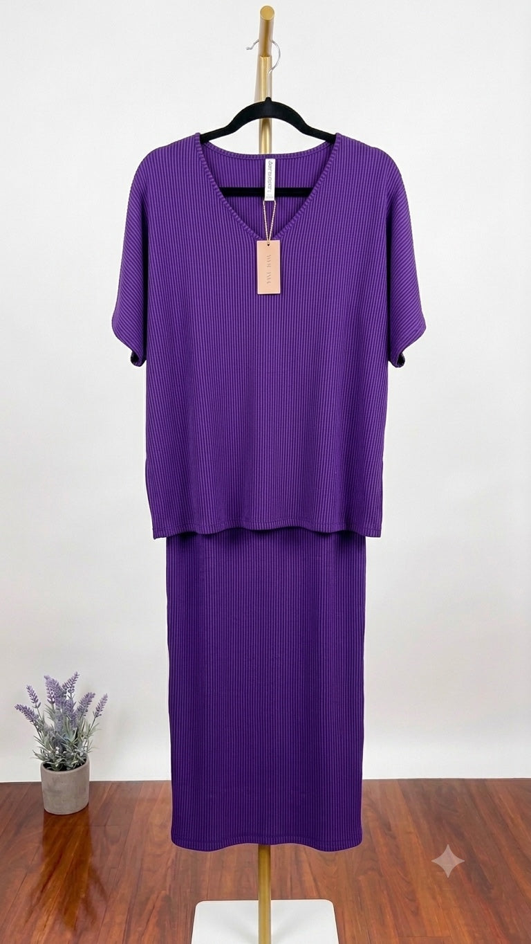 Purple Ribbed Two-Piece Set