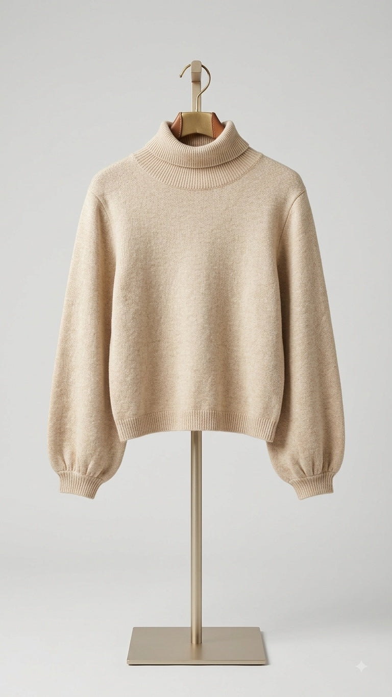 Cream Turtleneck Sweater