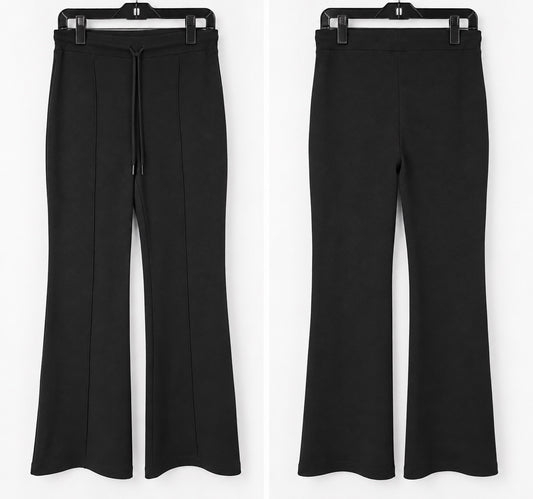 Beige Textured Wide-Leg Linen Pants