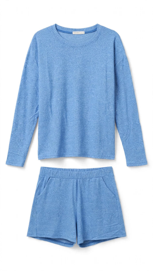 Zenana Periwinkle Two-Piece Lounge Set