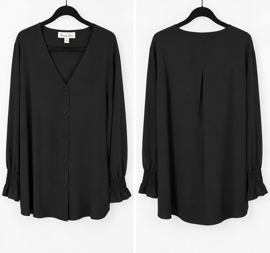 Adrianna Papell Black Velour Cropped Hoodie & Pants Set