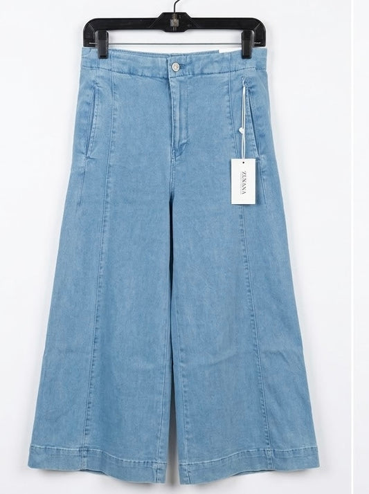 Zenana Wide Leg Crop Jeans - Ocean Blue