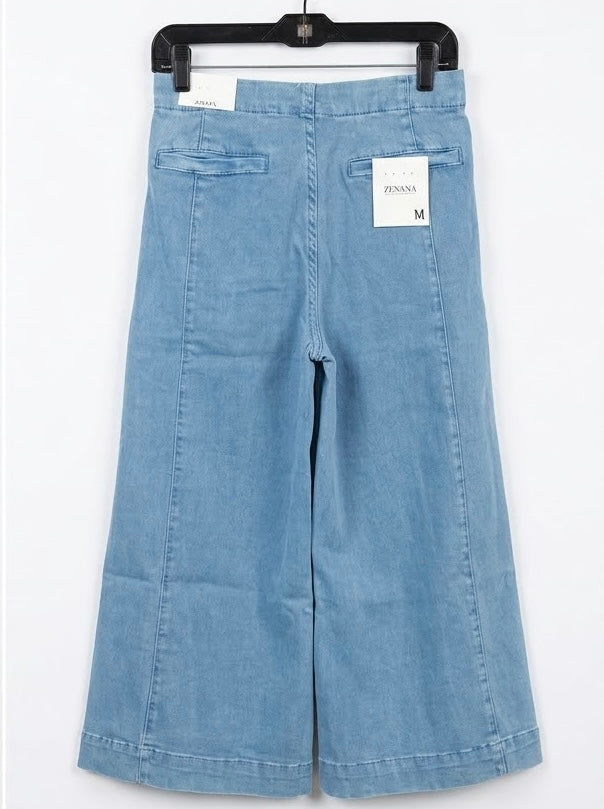 Zenana Wide Leg Crop Jeans - Ocean Blue