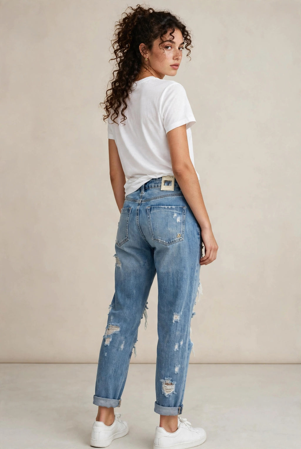 Indigo Ren High-Rise Distressed Mom FitJeans - Light Wash