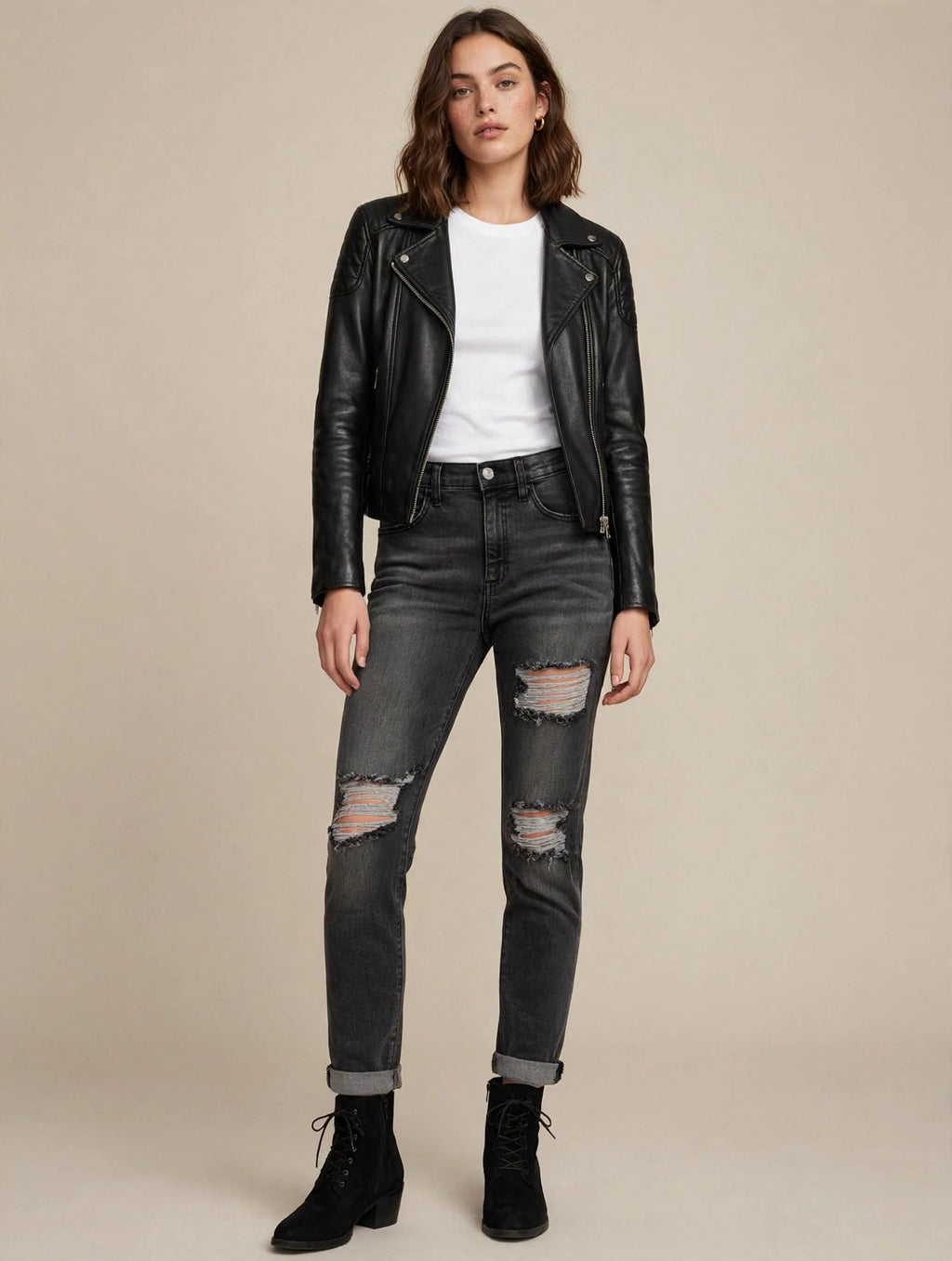 Maverick The Logan Boyfriend Jeans - Washed Black Distressed