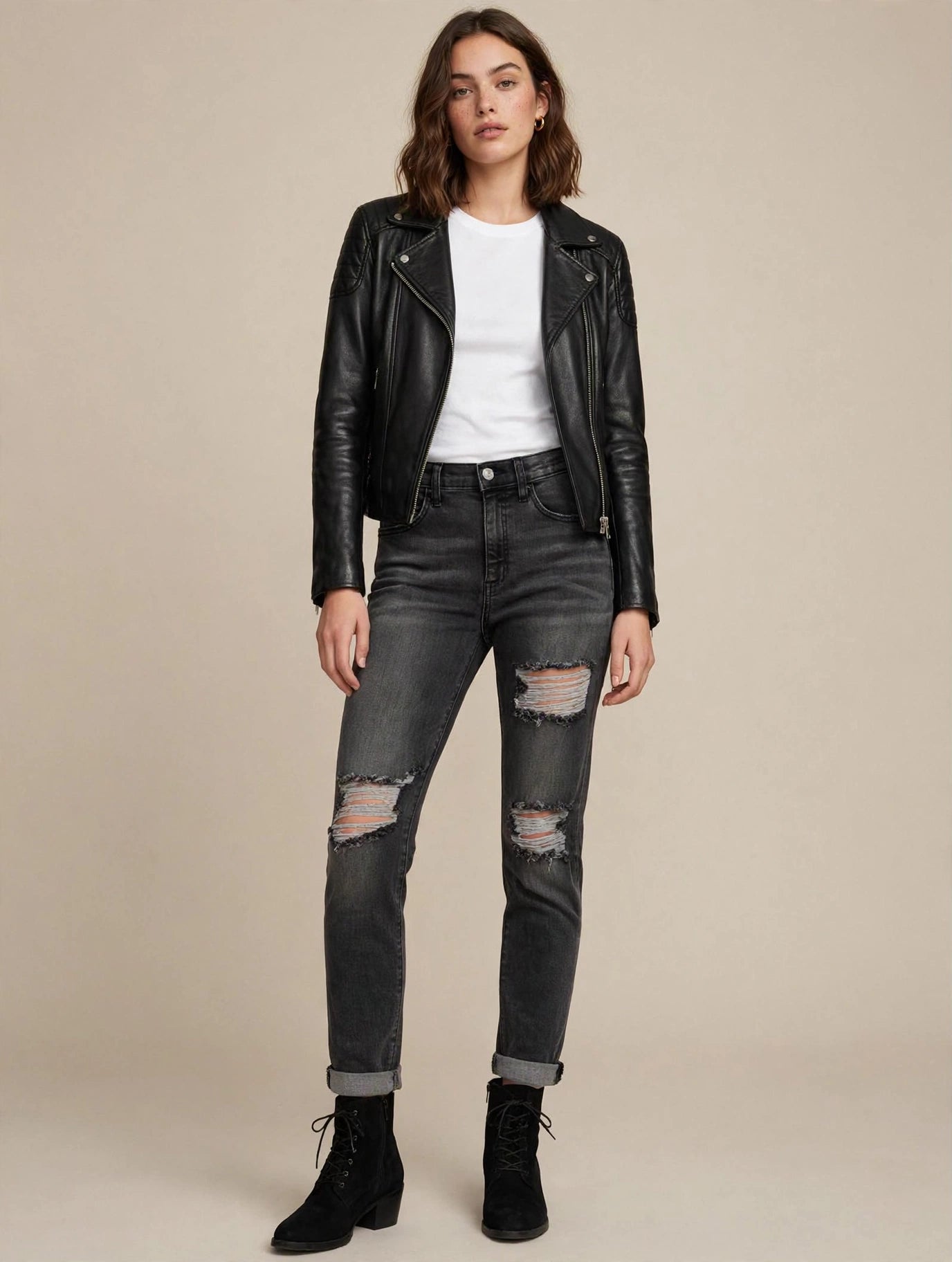 Maverick The Logan Boyfriend Jeans - Washed Black Distressed