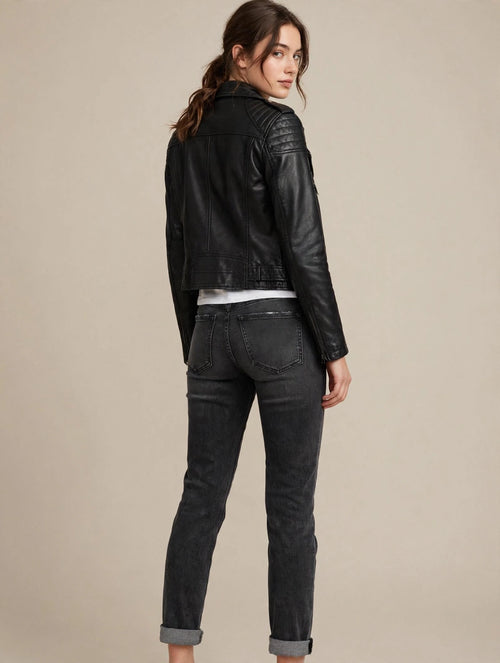 Maverick The Logan Boyfriend Jeans - Washed Black Distressed