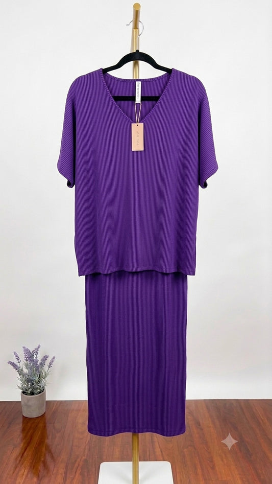 Purple Ribbed Two-Piece Set