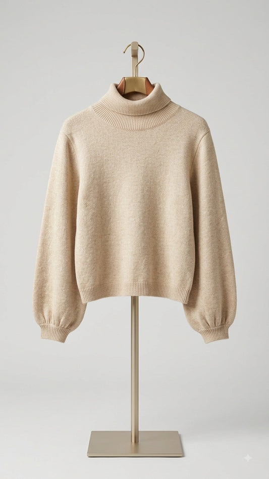 Cream Turtleneck Sweater