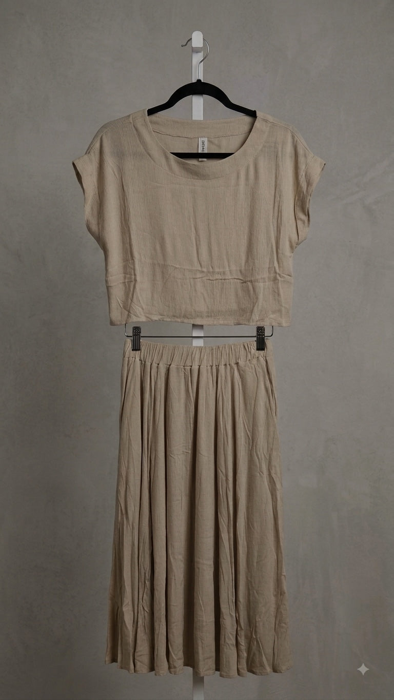 Beige Linen Two-Piece Set