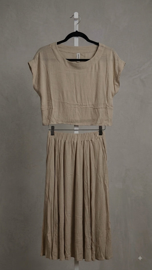 Beige Linen Two-Piece Set