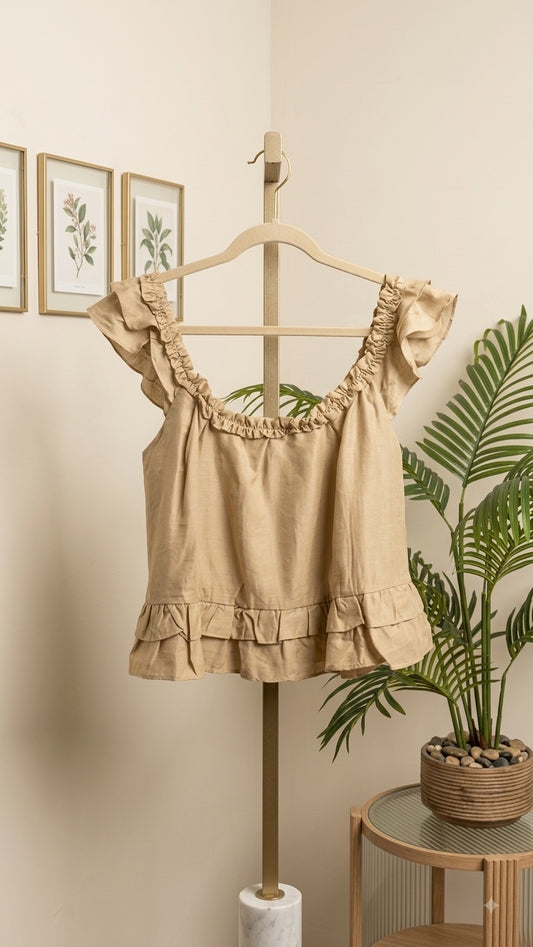 Beige Ruffled Tiered Cami Top