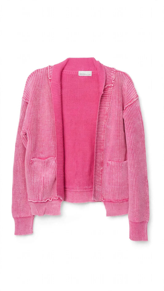 Zenana Pink Cardigan - front